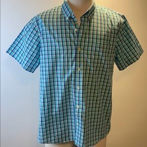 IZOD Large Short Sleeved Blue/Green Striped Shirt